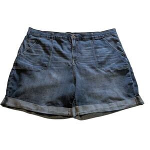 Terra & Sky Shorts Womens Plus Size 26W Rolled Hem Stretch Casual Denim Blue